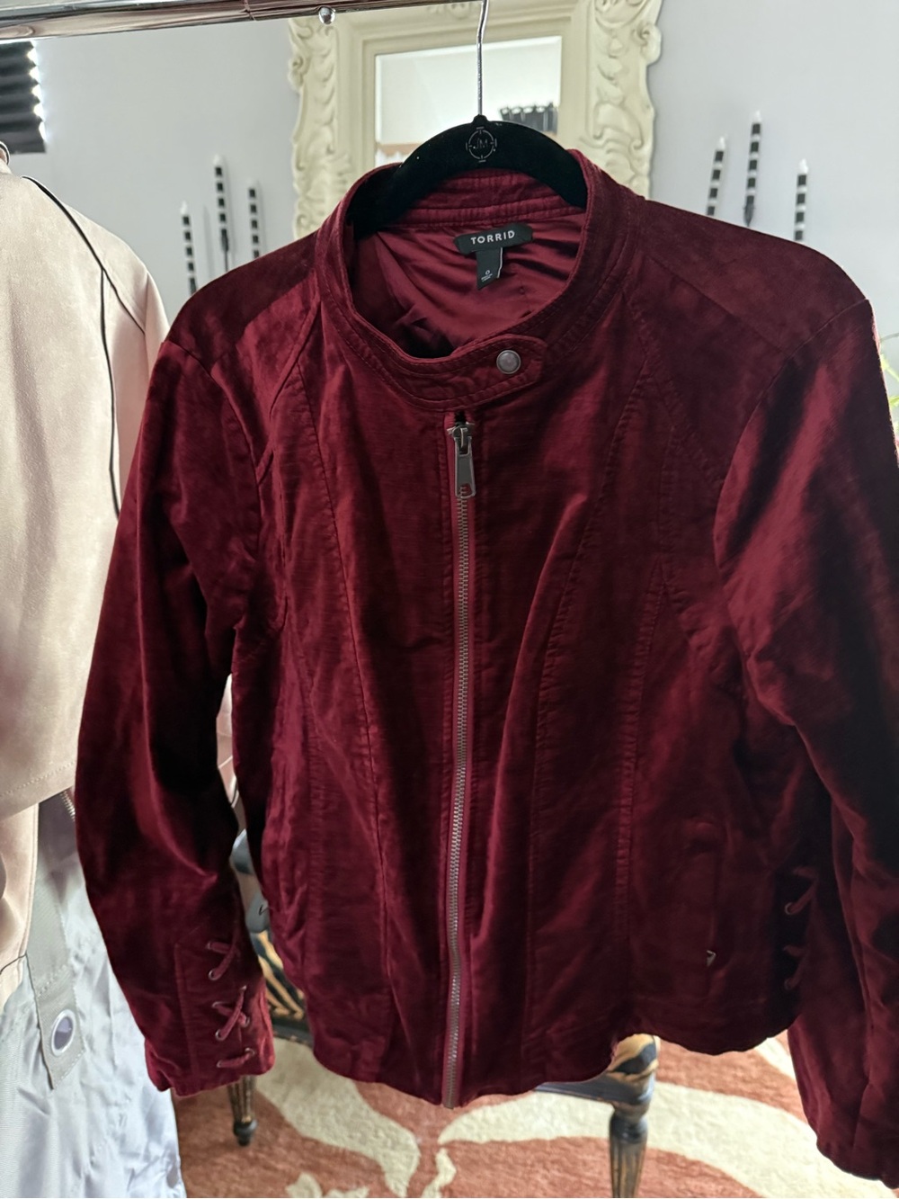 Torrid Women's Velvet Moto Jacket - Burgundy NWOT